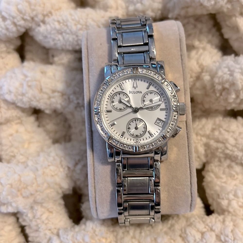 Bulova diamond bezel chronograph watch